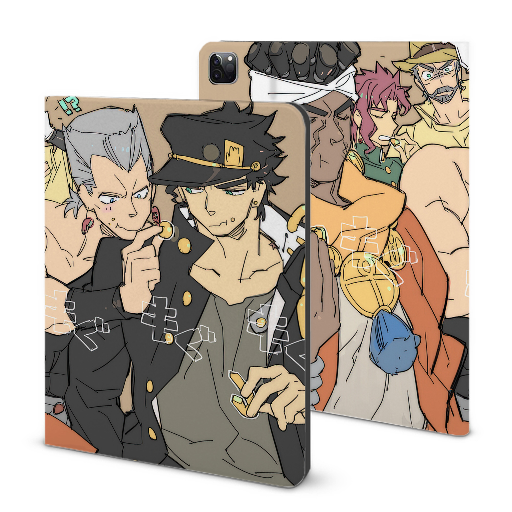 （画像用） ジョジョの奇妙な冒険 JoJo's Bizarre Adventure IPad ケース ブック型 PUレザー TPU 耐衝撃 軽量 薄型 ペン収納なし 全面保護 IPad 各モデル対応